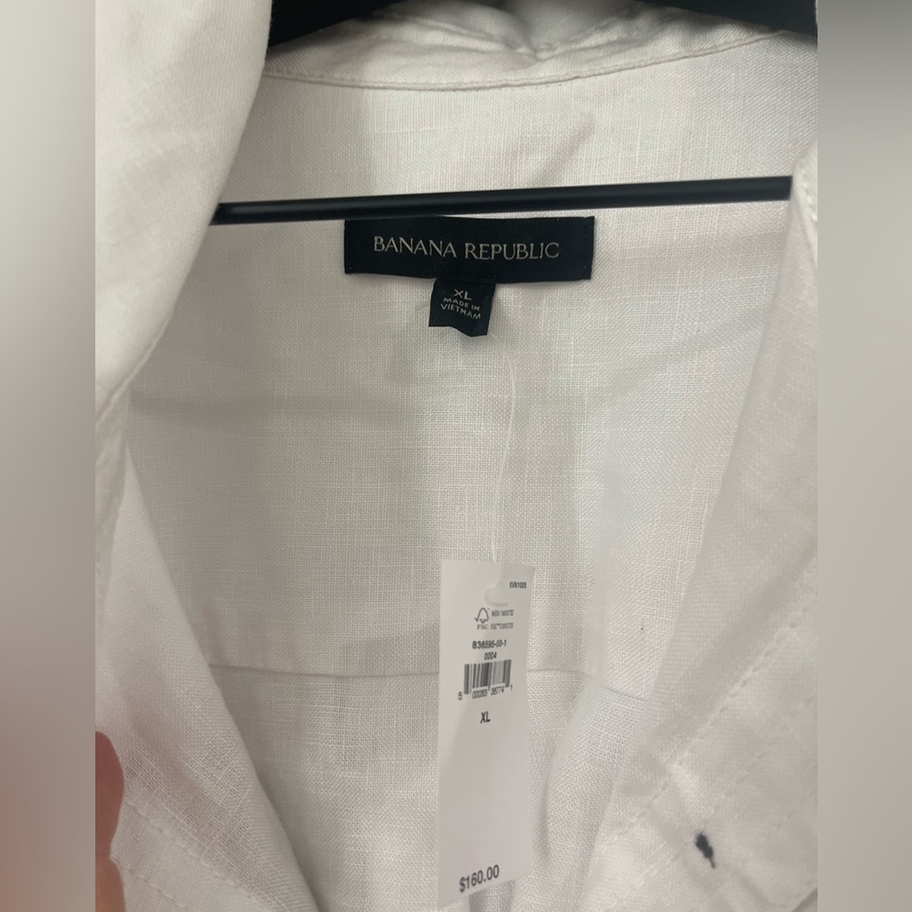 White linen safari Banana Republic Dress, XL NWT - Picture 2 of 6